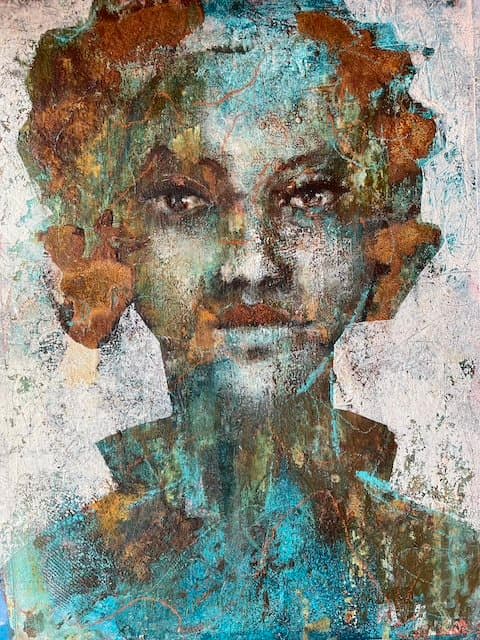 Portrait painted with Powerwax and acrylics